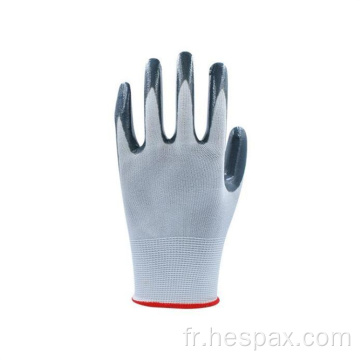 Gants de main-d&#39;œuvre à revêtement de palmier anti-pétrole de nylon HESPAX